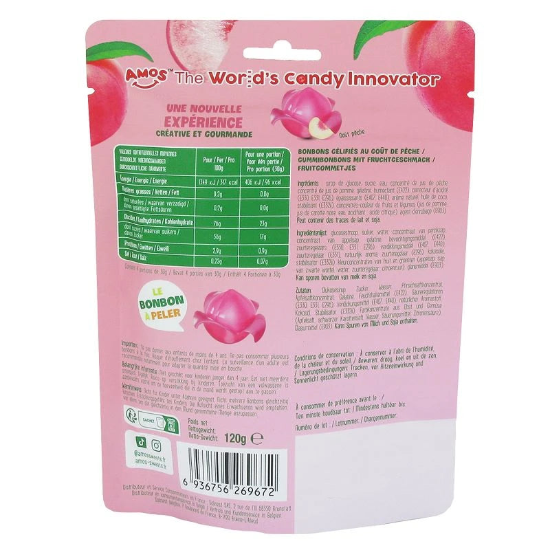 Bonbons à peler AMOS Peelerz Pêche